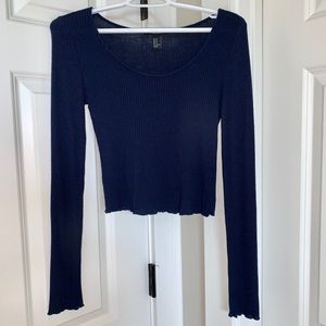 Forever 21 Blue Long Sleeved Crop Top - M